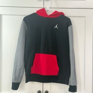Jordan kids XL Black Red Crewneck Sweatshirt with Gray Sleeves